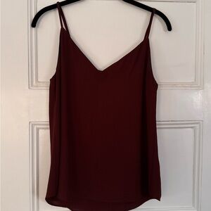 Aritzia Burgundy Spaghetti Strap Blouse